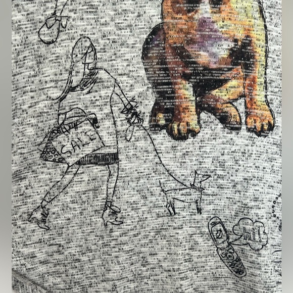 Inoah Tunic Top Artsy French Bulldog Paris Eiffel Tower Soft Knit Sweater Size M - Picture 8 of 13